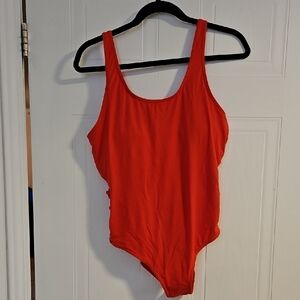La vie en Rose Swimsuit Womens Large NEW Red One Piece Cut Out Backless NWT